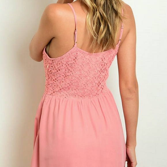 Sleeveless Tie Neck Lace Detail Crochet Trim Sundress Dress - Picture 4 of 7